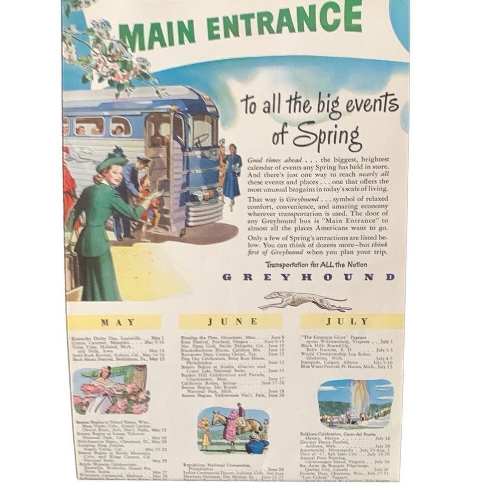 Vintage 1948 Greyhound All The Big Events of Spring Ad Advertisement